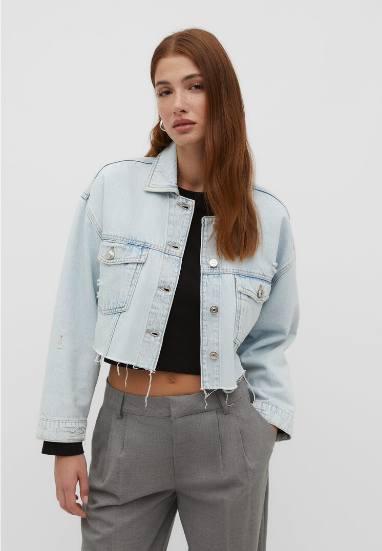 

Stradivarius Kurze Jeansjacke Jeansblau XS