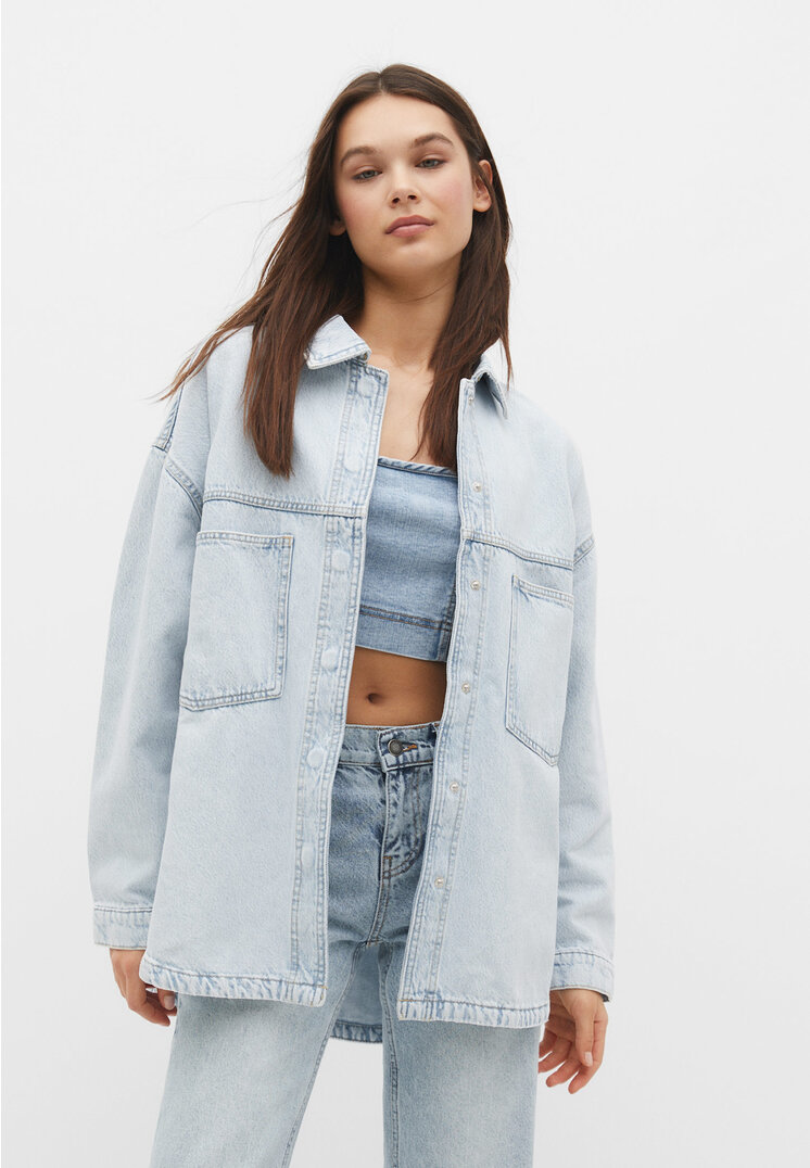 

Stradivarius Jeans-Overshirt Jeansblau L