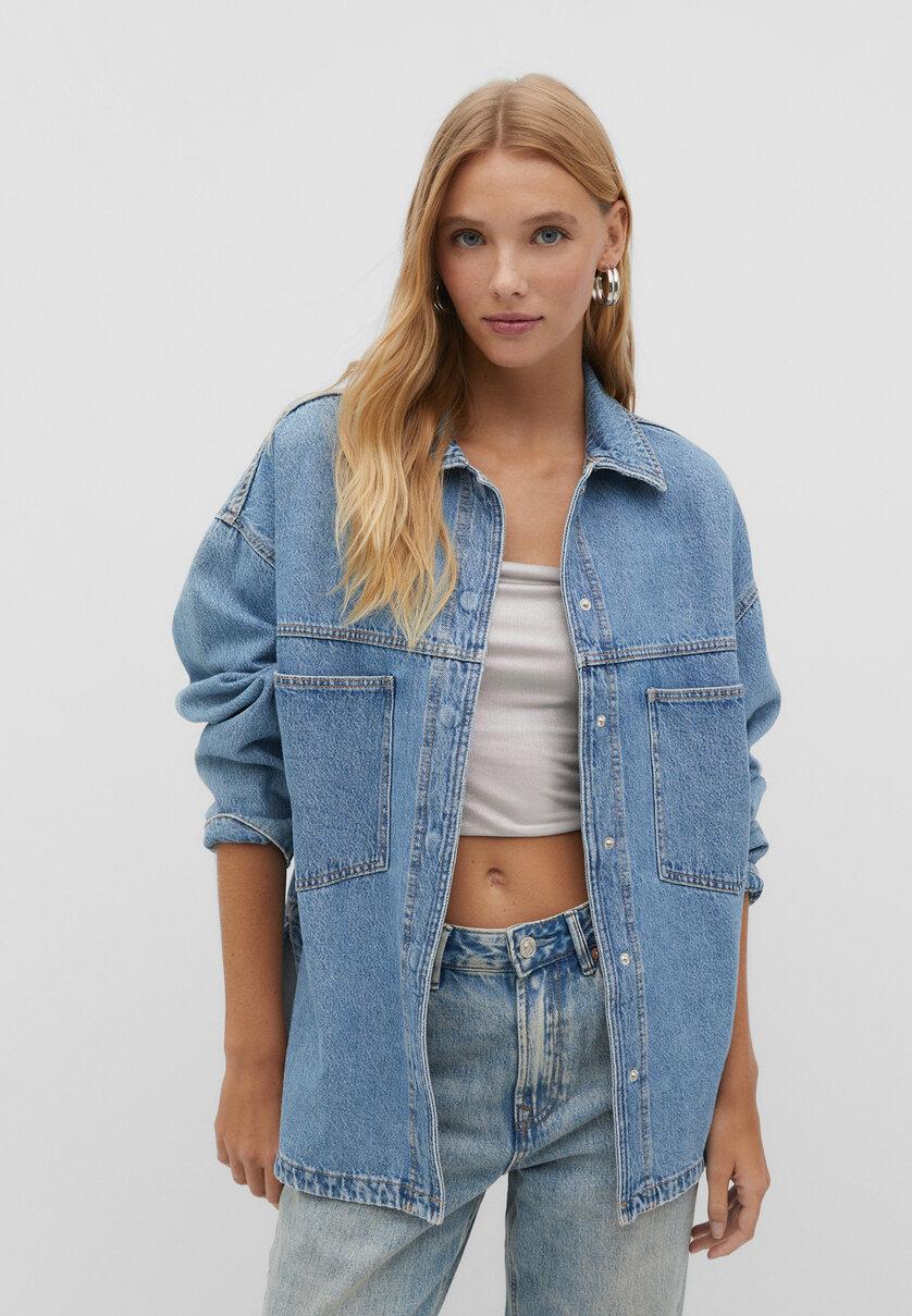 Stradivarius oversized hotsell denim jacket