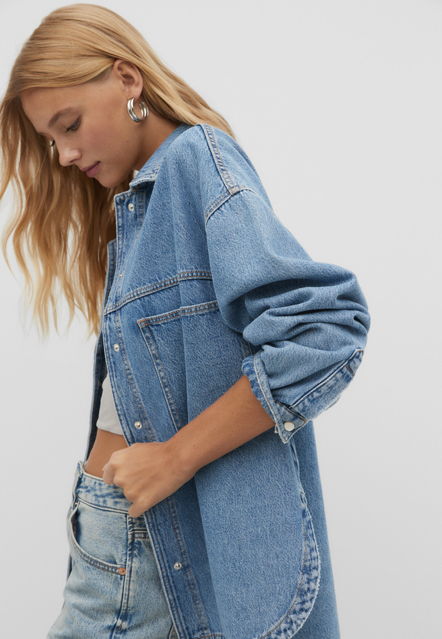 Stradivarius oversized denim on sale jacket