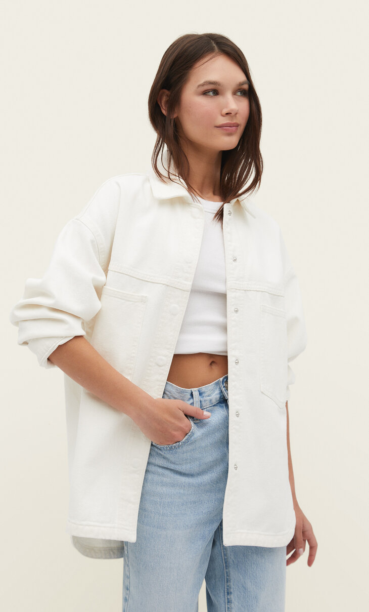 Twill overshirt with front pockets