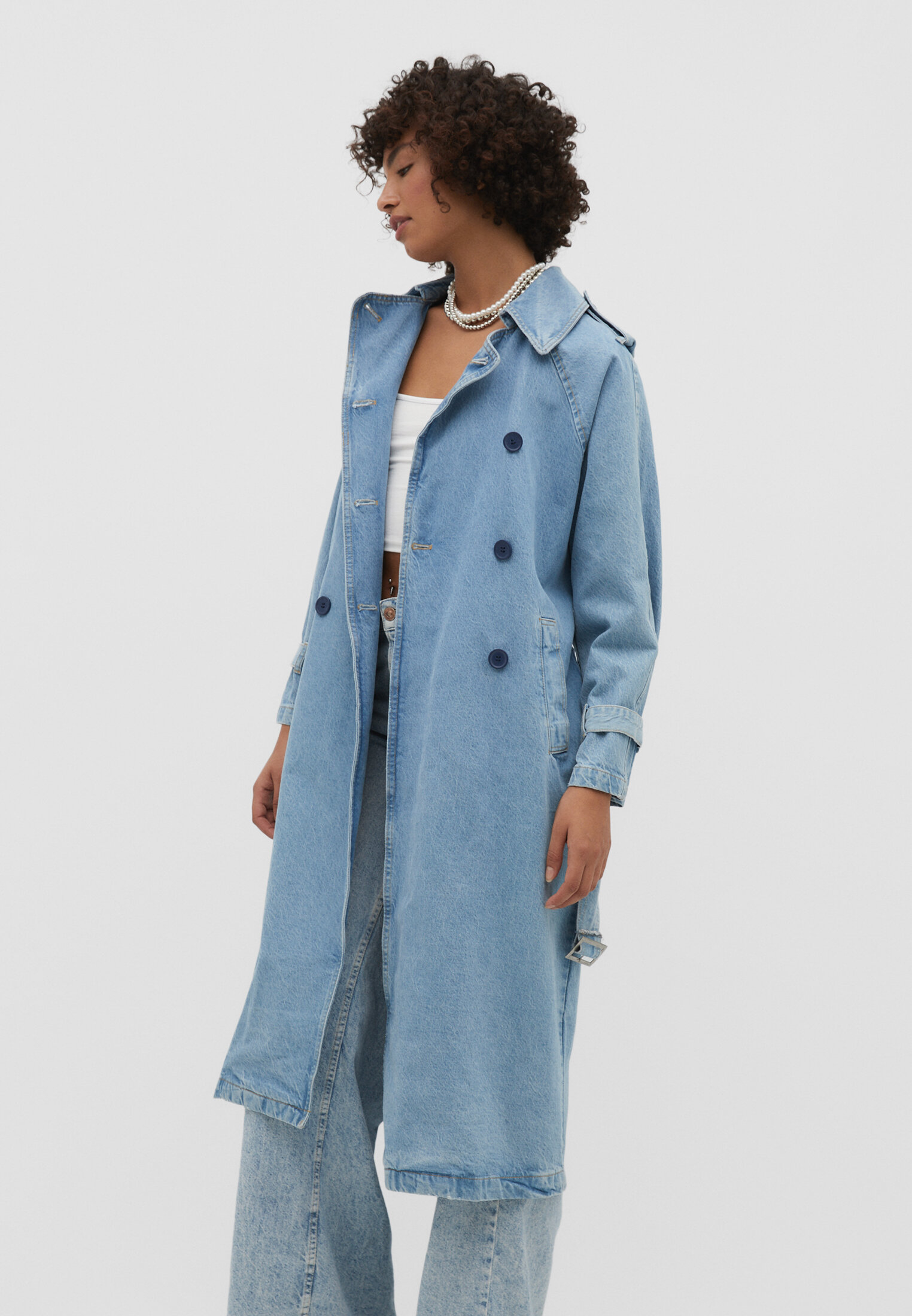 Denim trench coat - Women's fashion | Stradivarius United States