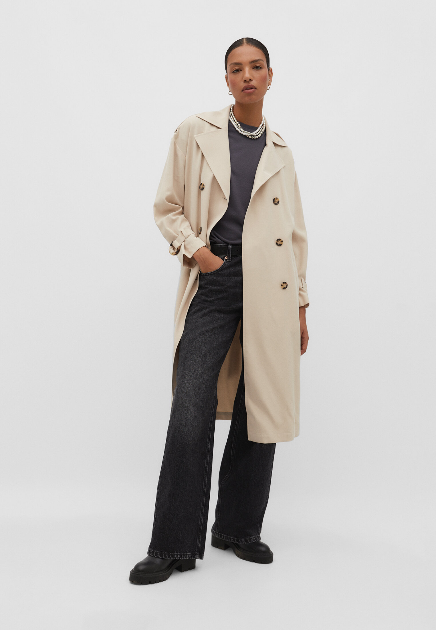 Trench long 2025 fluide femme