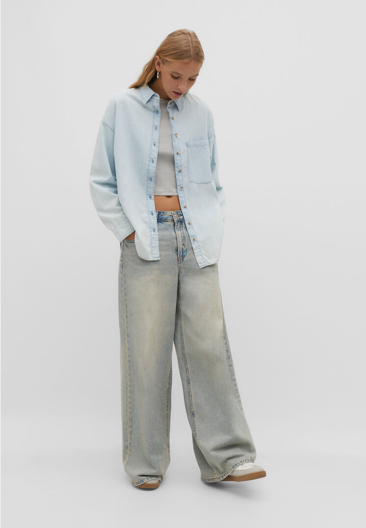

Stradivarius Basic-Jeanshemd Jeansblau S