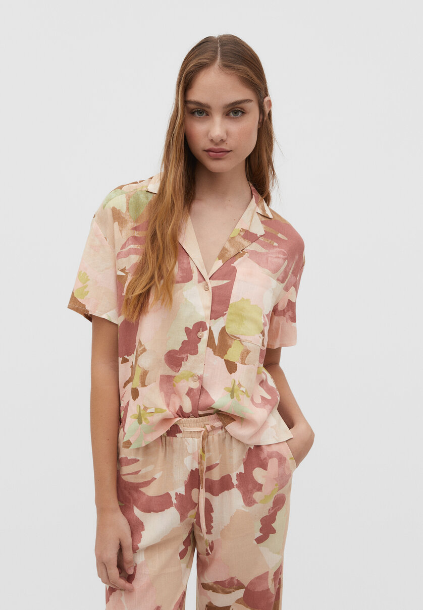 Camisa manga corta con lino