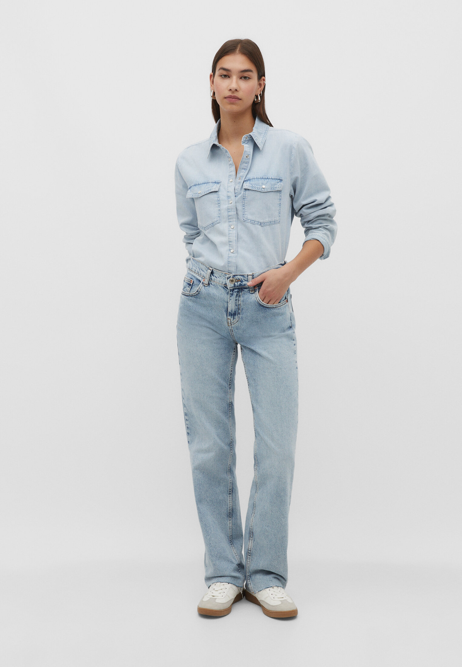 Regular fit denim shirt Women s fashion Stradivarius Worldwide