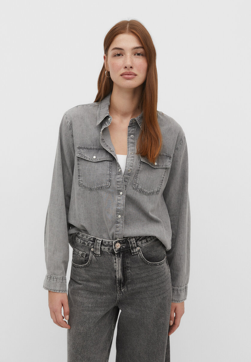 Camisa denim best sale mujer stradivarius