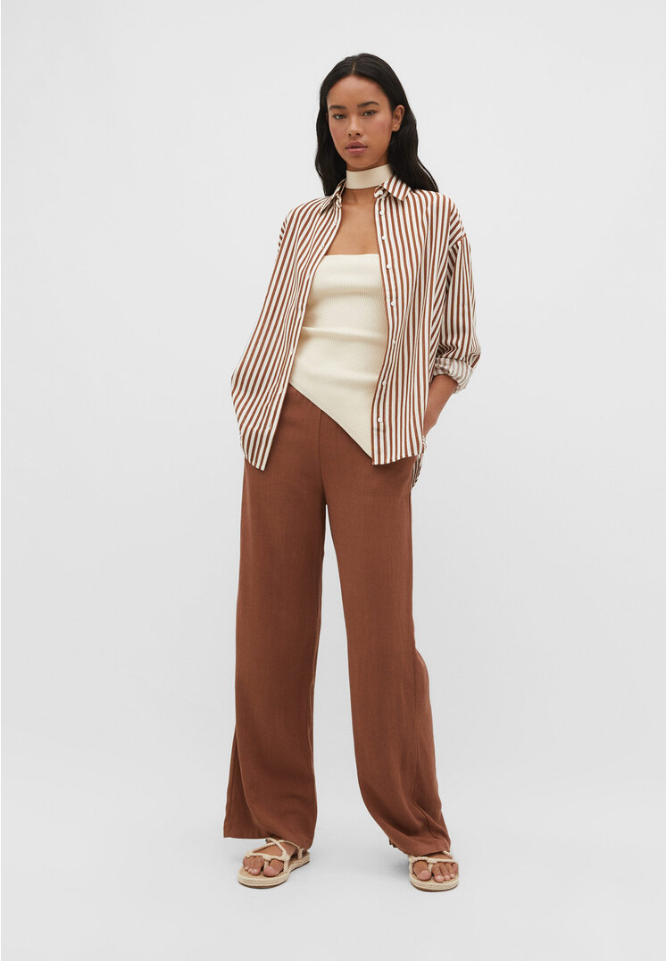 

Stradivarius Hemd mit Leinenanteil Braun S