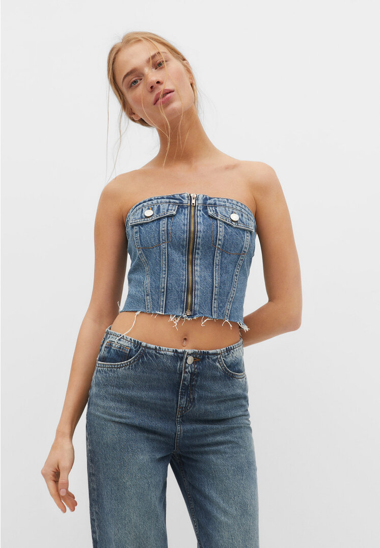 

Stradivarius Jeans-Bustier-Top Jeansblau L