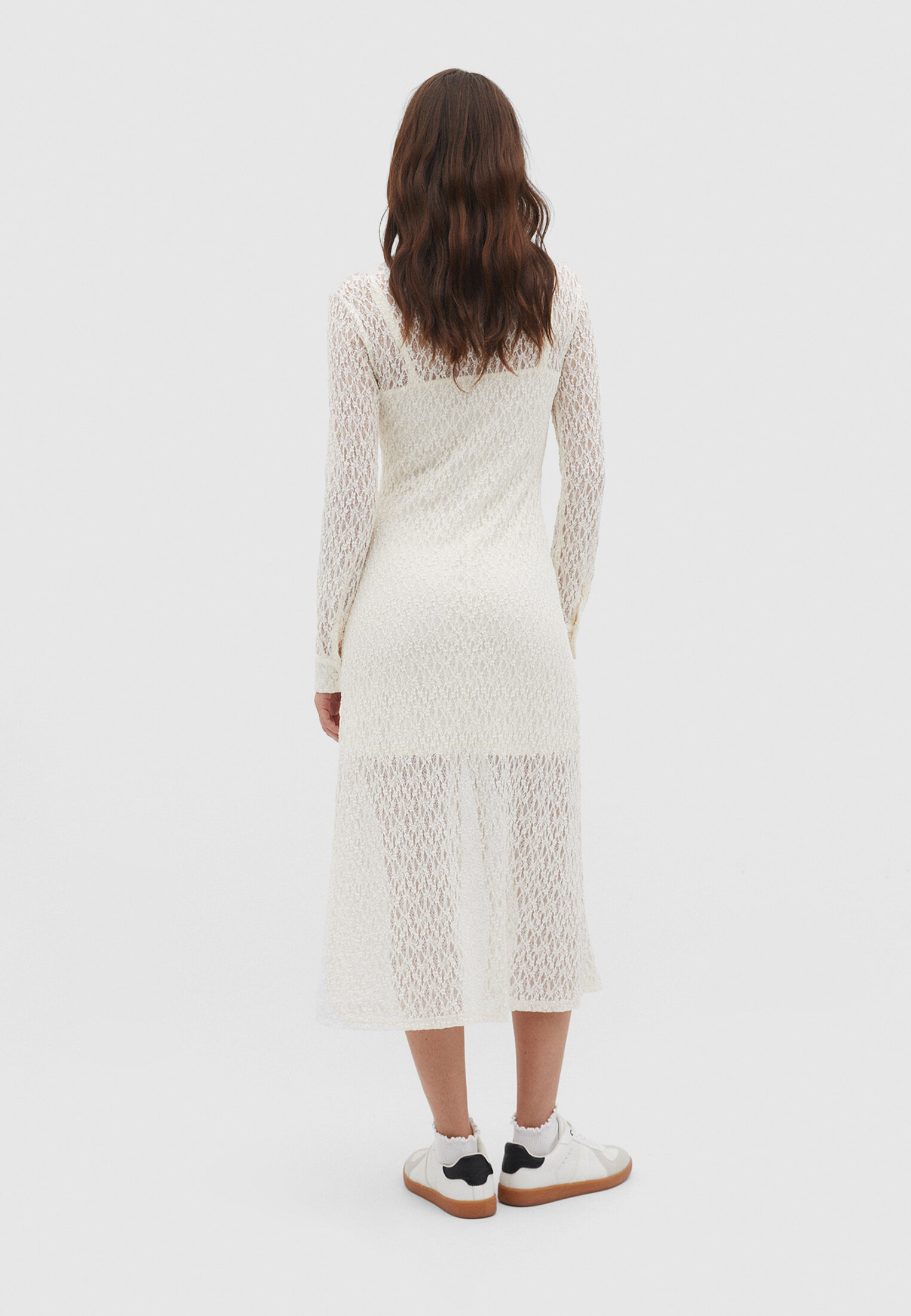 White long sleeve 2024 lace midi dress