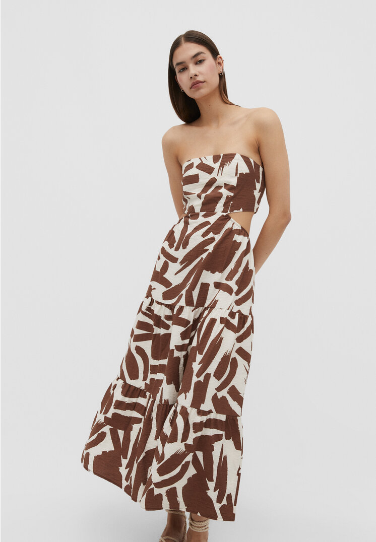 Stradivarius Midikleid mit Print Braun S