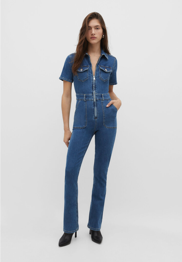 Stradivarius Jeans-Jumpsuit Jeansblau XS