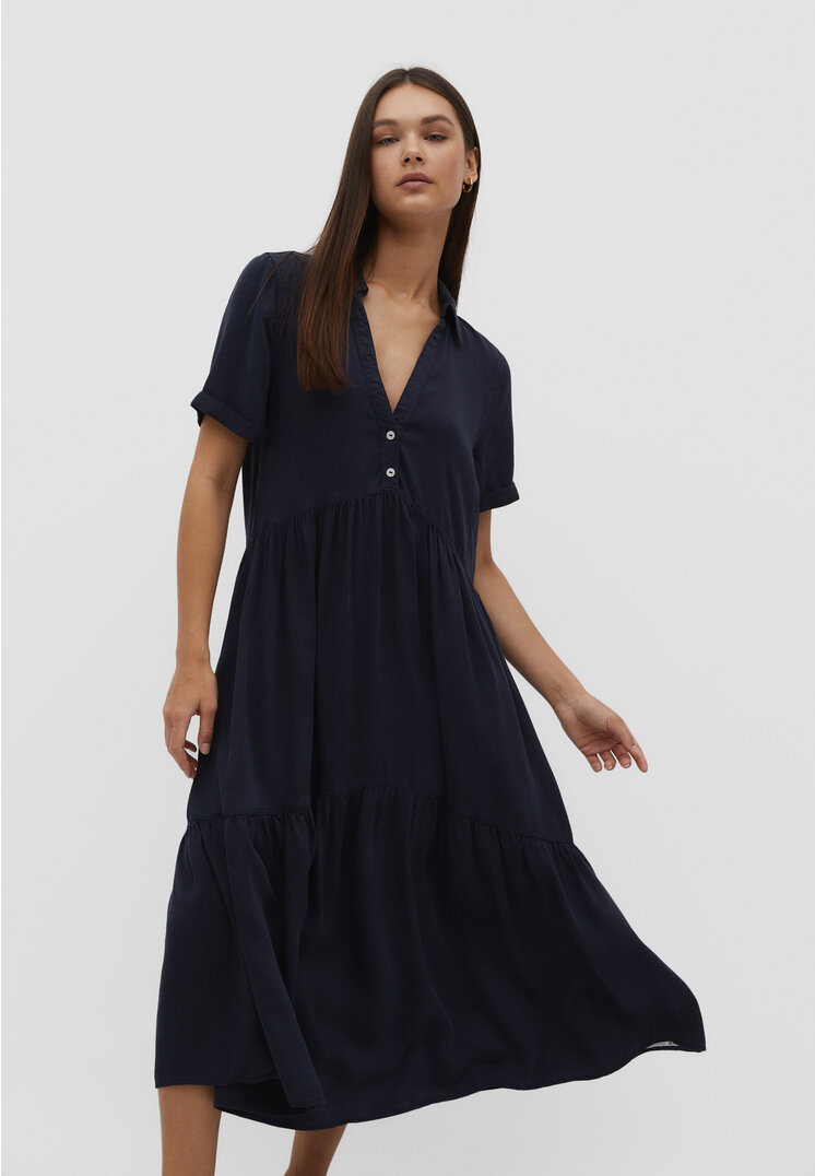 

Stradivarius Midihemdkleid aus Lyocell Marineblau XS