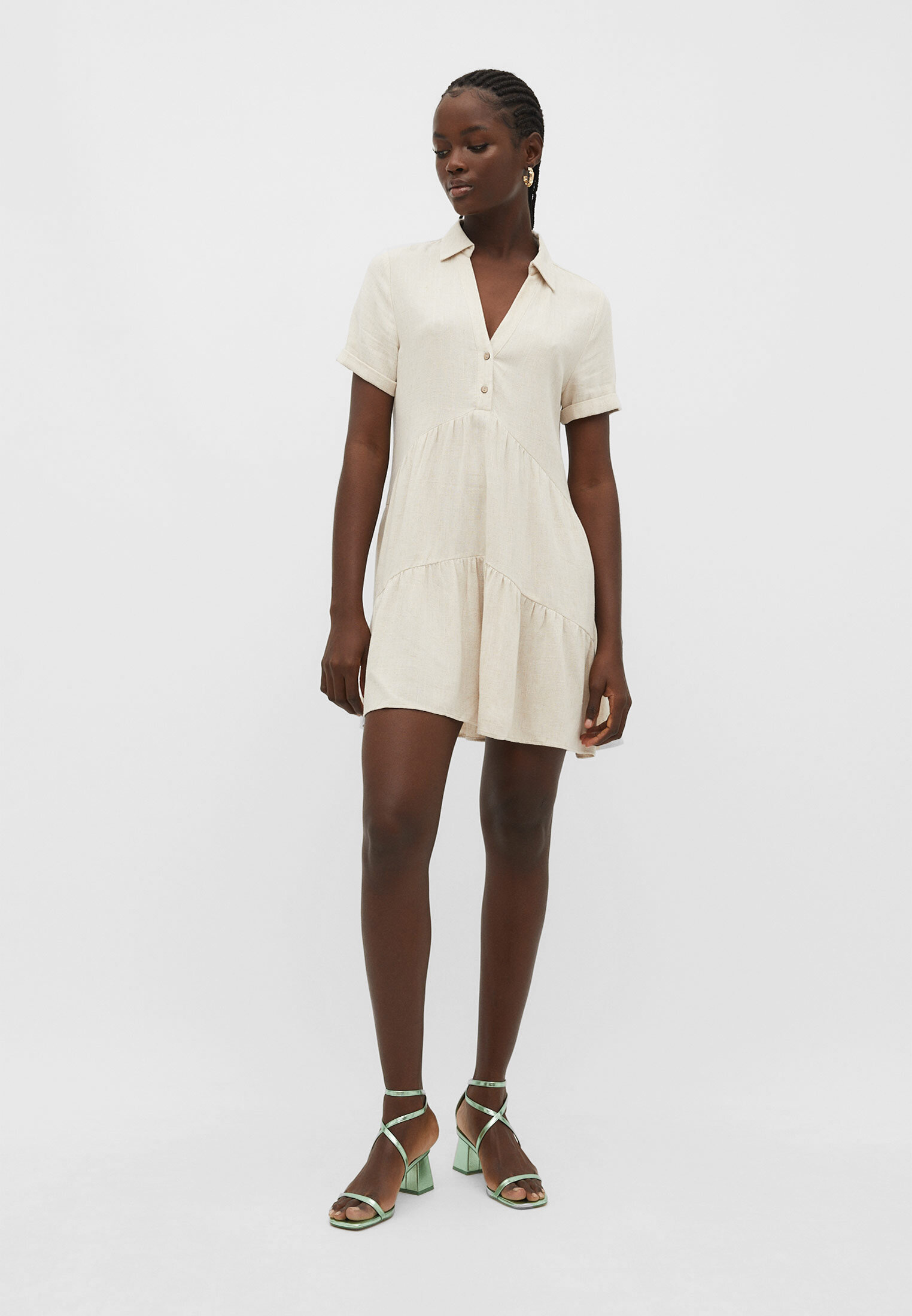 Linen button outlet up shirt dress