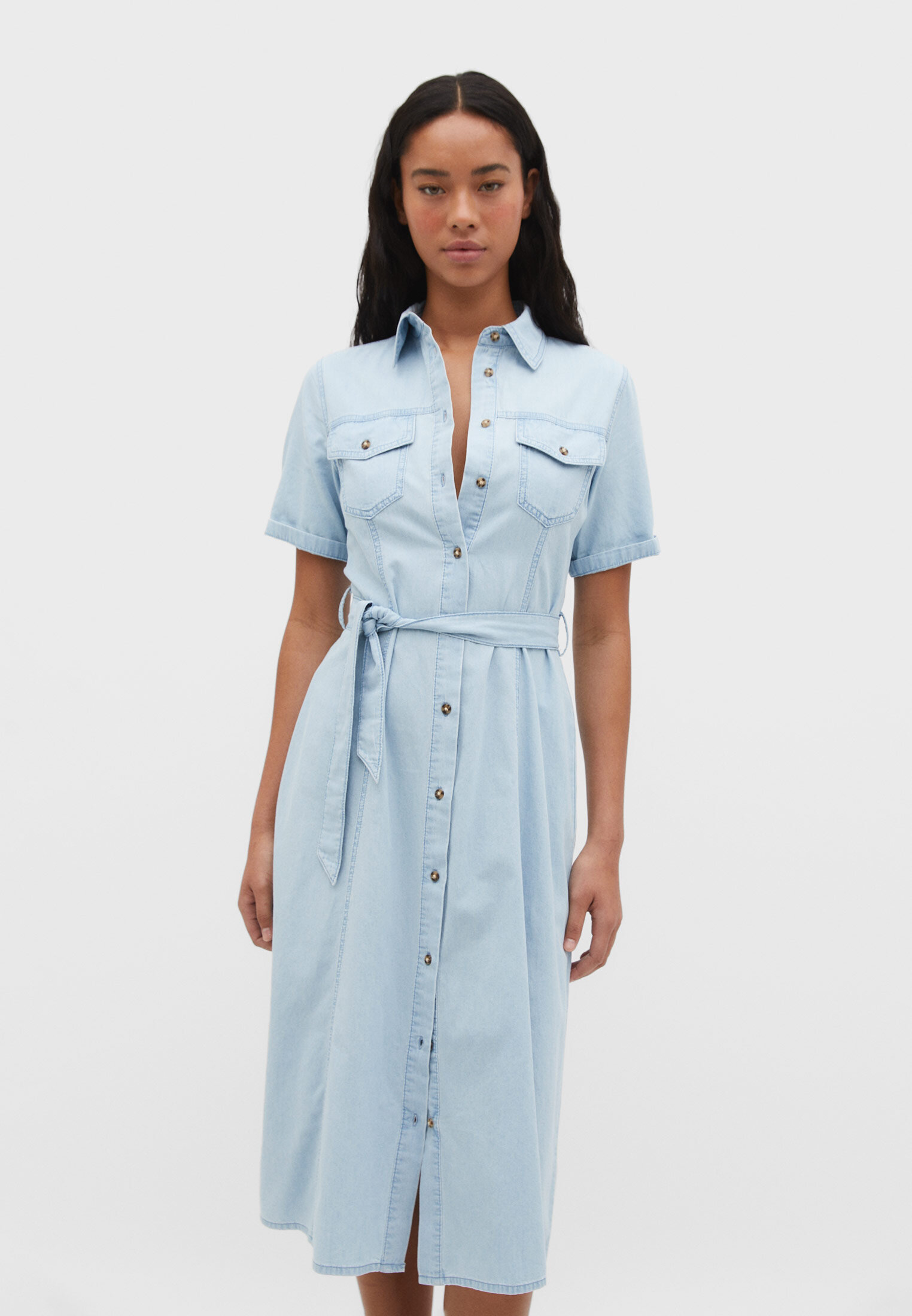 Midi denim shirt store dress