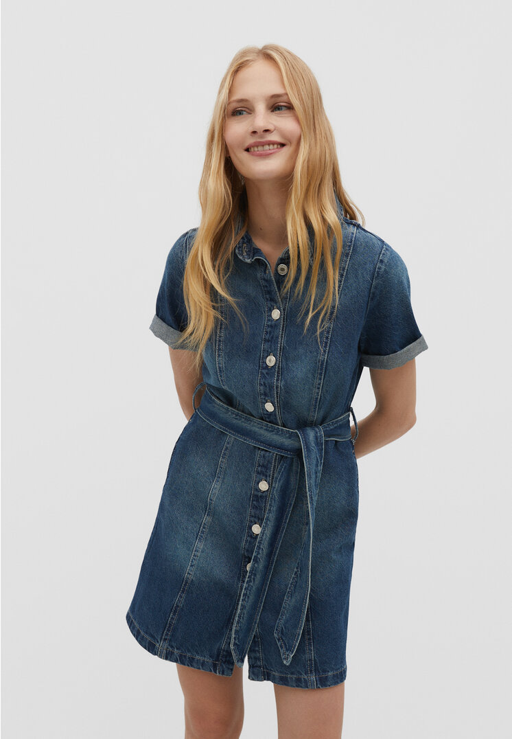 

Stradivarius Jeansowa szmizjerka Denimowy wielokrotnie farbowany XL