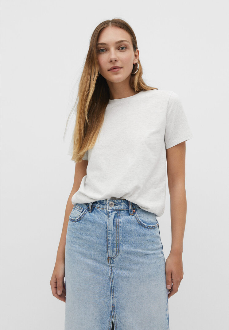 

Stradivarius Basic-T-Shirt Grau Melange XL