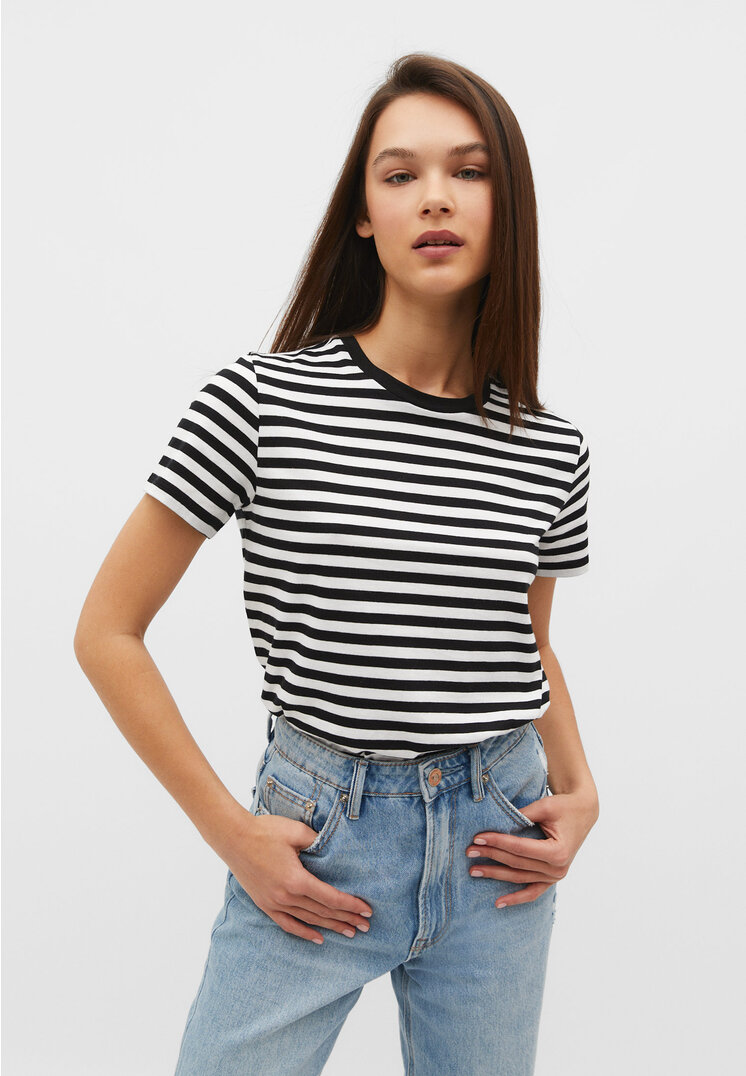 Stradivarius Koszulka basic Czarny XS