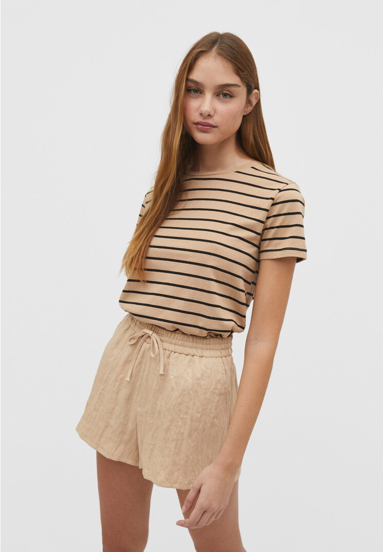 Stradivarius Basic-Shirt Beige L