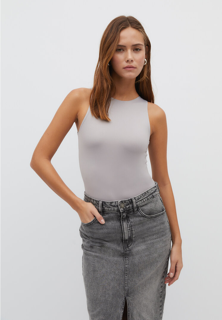 

Stradivarius Body z poliamidu z dekoltem halter Szary M