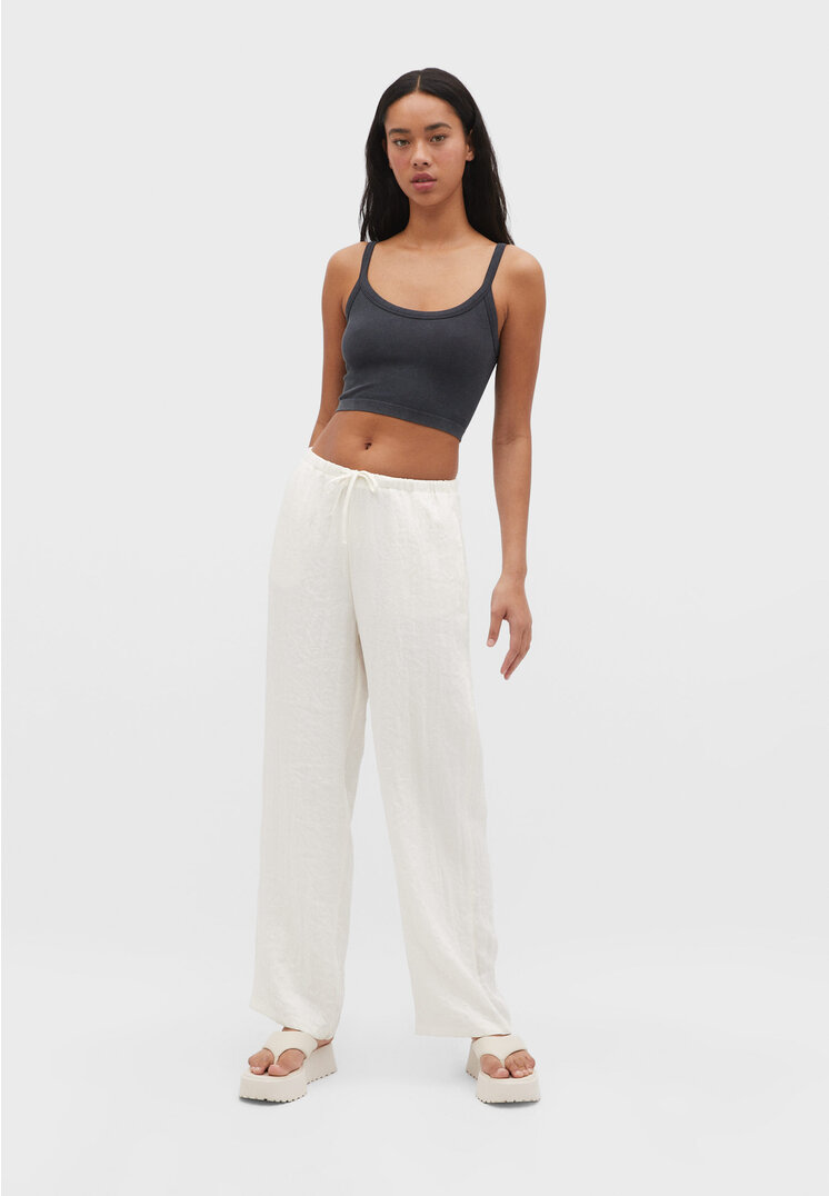 

Stradivarius Cropped-Top mit breiten Trägern Graumeliert M
