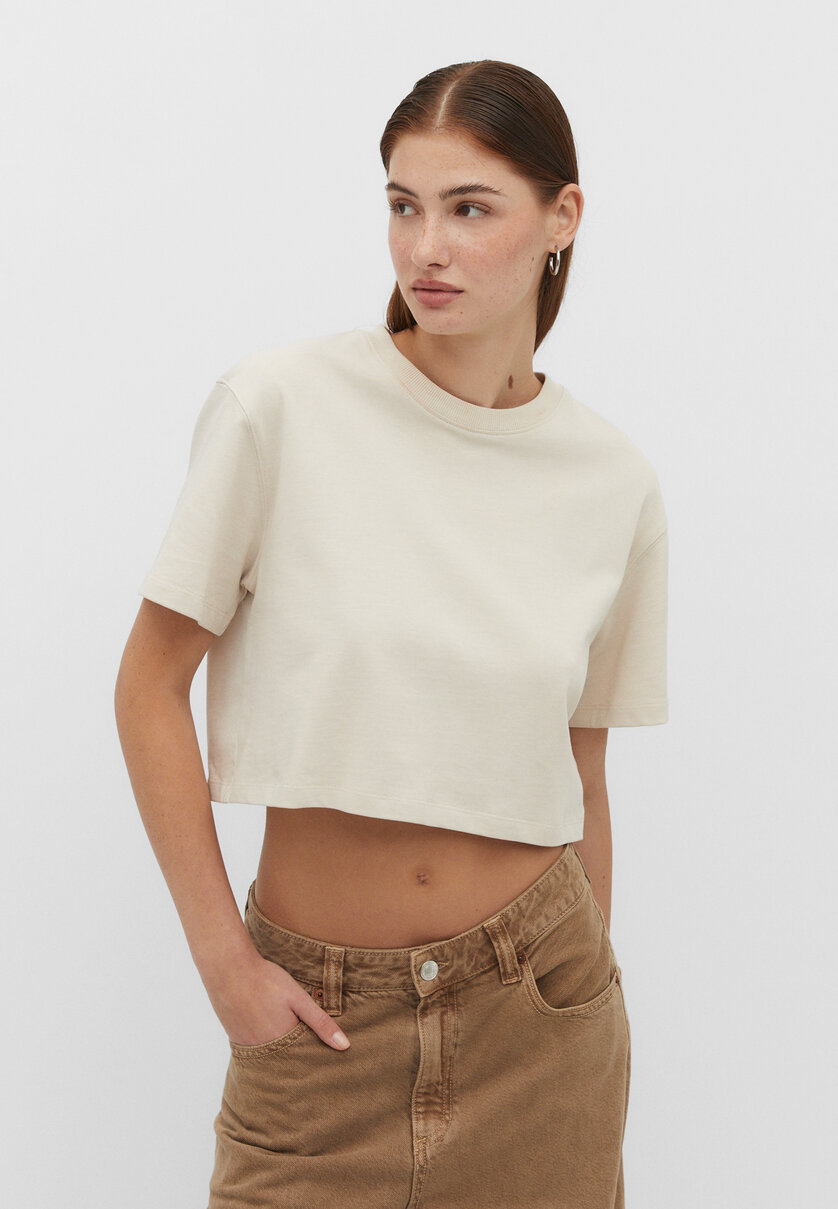 Cropped heavy cotton T-shirt