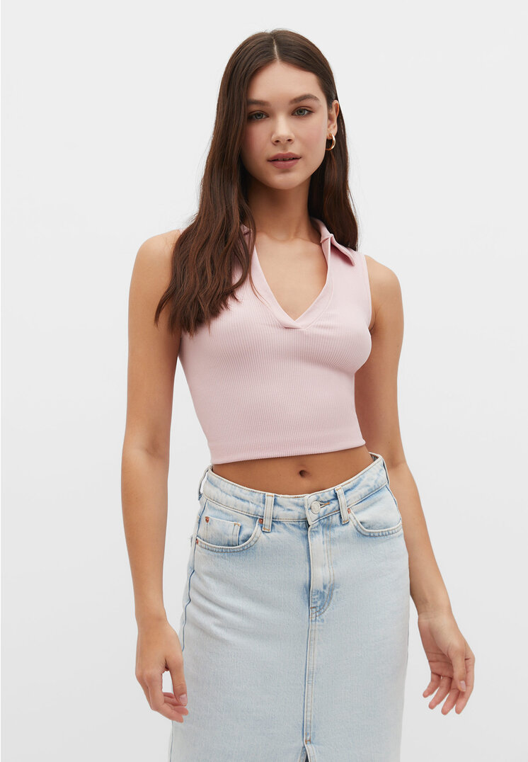 

Stradivarius Nahtloses Poloshirt Hellbeige M