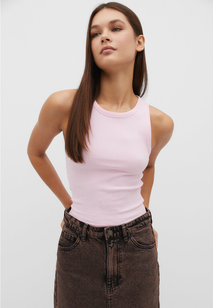 

Stradivarius Geripptes Racing-Shirt Pastellrosa L