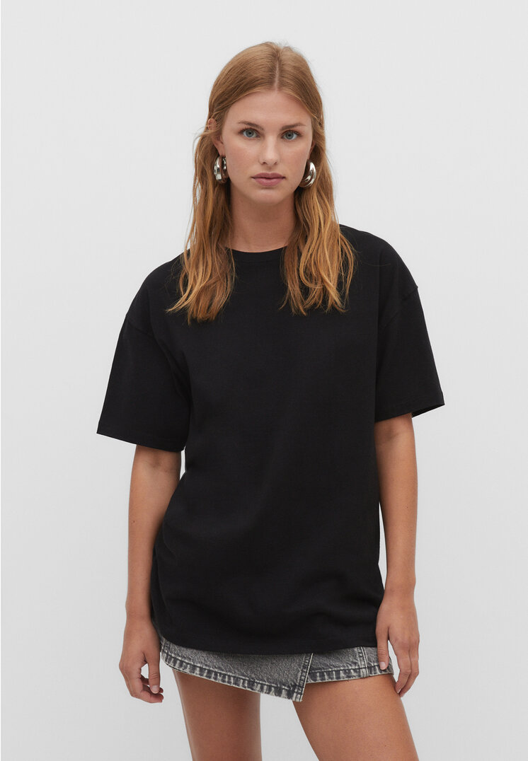 Stradivarius Oversize-Shirt Schwarz S