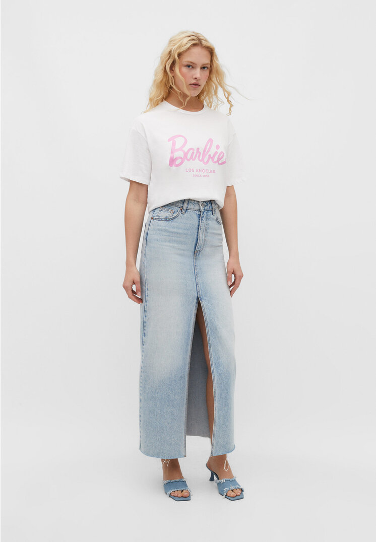 

Stradivarius Shirt mit Barbie-Lizenz Weiß S