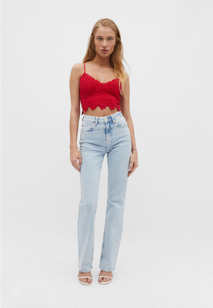 

Stradivarius Rustikales Guipure-Top Rot L