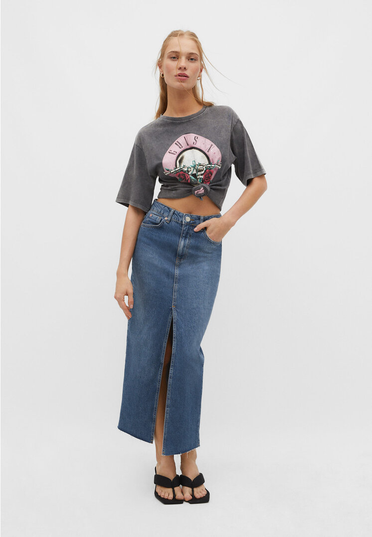 

Stradivarius T-Shirt mit Guns N' Roses-Print Graumeliert XS