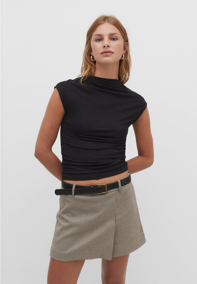 

Stradivarius Shirt aus Viskose Gathering Schwarz M
