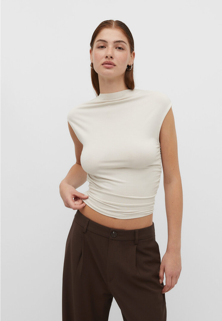 

Stradivarius Shirt aus Viskose Gathering Steingrau S