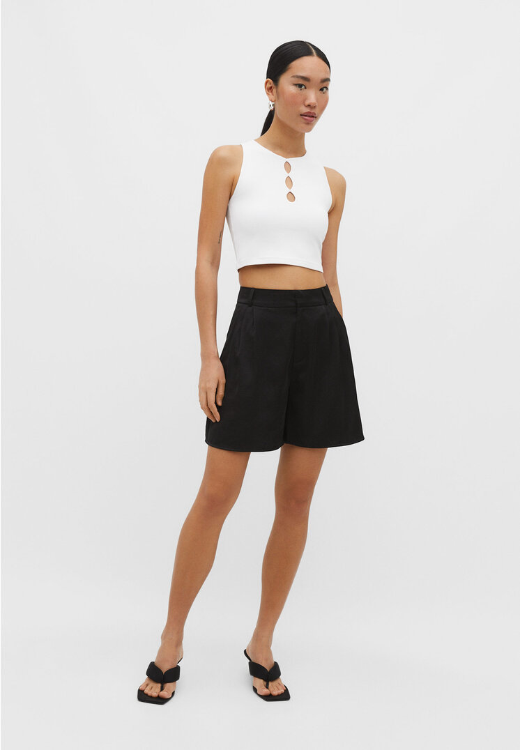 

Stradivarius Top mit Lochmuster Weiß S