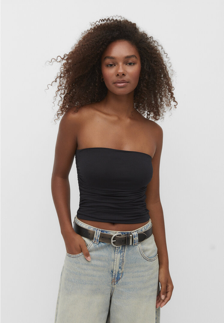 

Stradivarius Bandeau-Top aus Polyamid Gathering Schwarz M