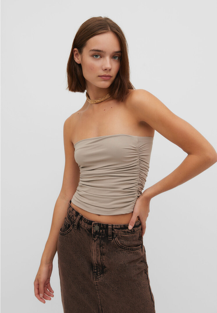 

Stradivarius Bandeau-Top aus Polyamid Gathering Grau M