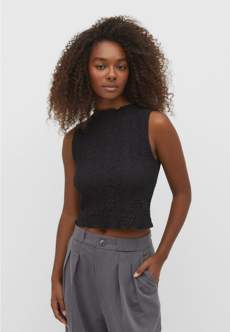 Stradivarius Top mit Textur Schwarz L