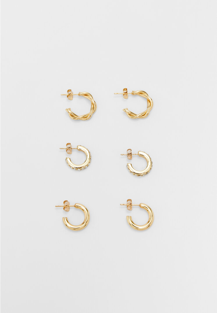 Gold hoop earrings sales with rhinestones