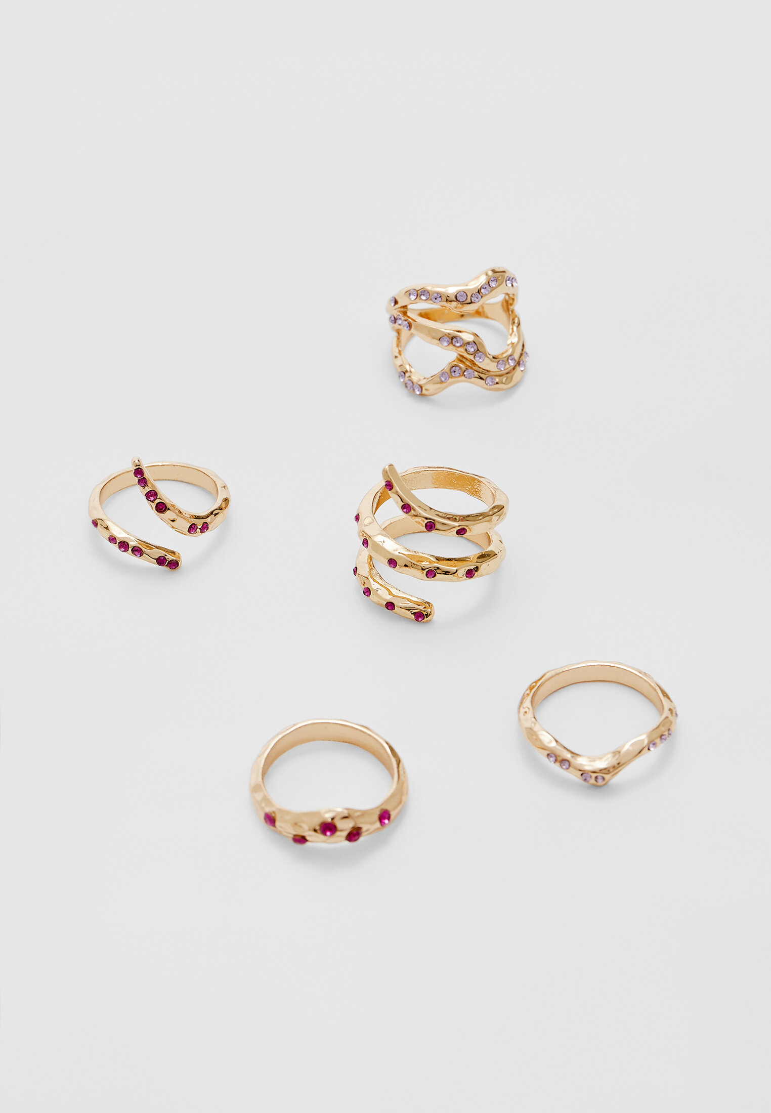 Set of 5 stone rings Women s null Stradivarius sterreich