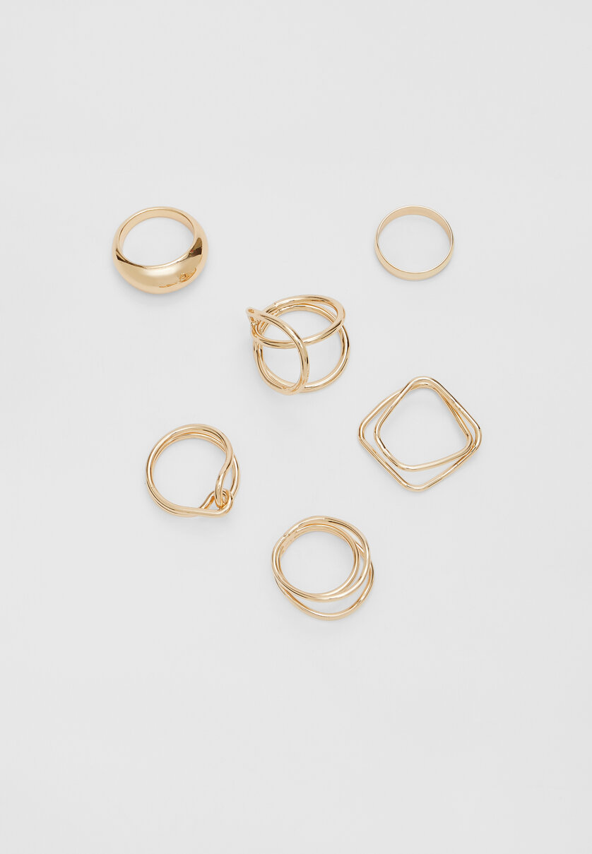 6er-Set Ringe aus unregelmäßigen Formen
