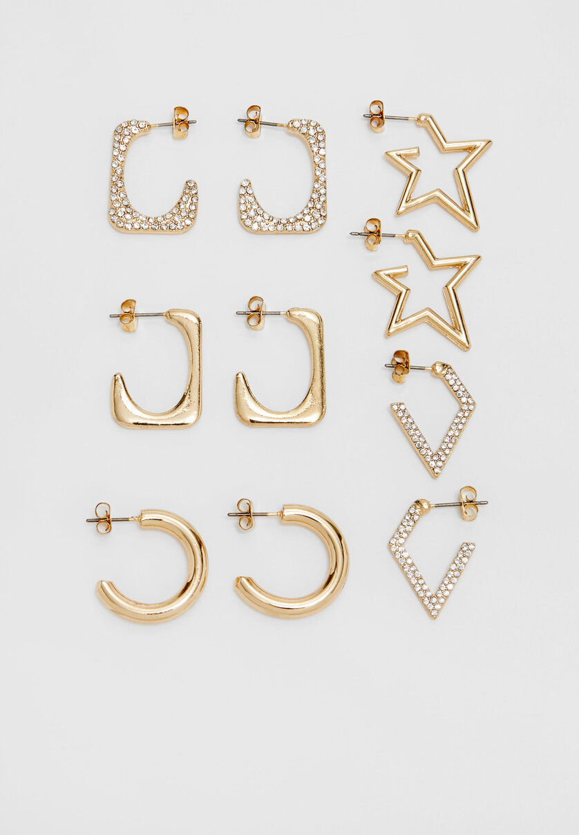 Set of 5 rhinestone star earrings