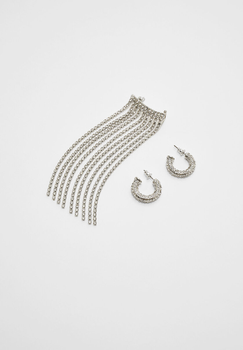 Set of 3 ear cuff and hoop earrings Women s fashion