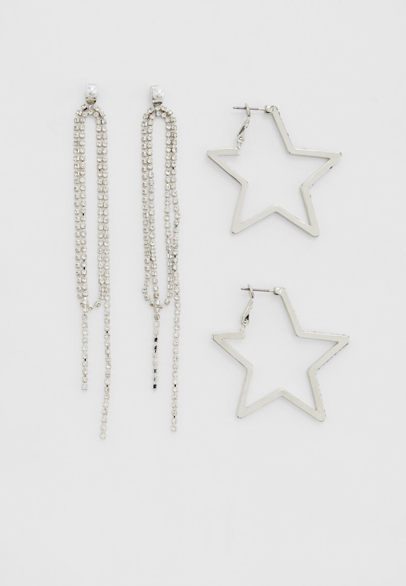 Set of 2 star and bow earrings