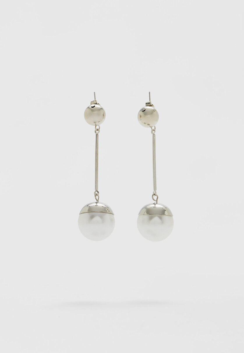 Ball faux pearl earrings
