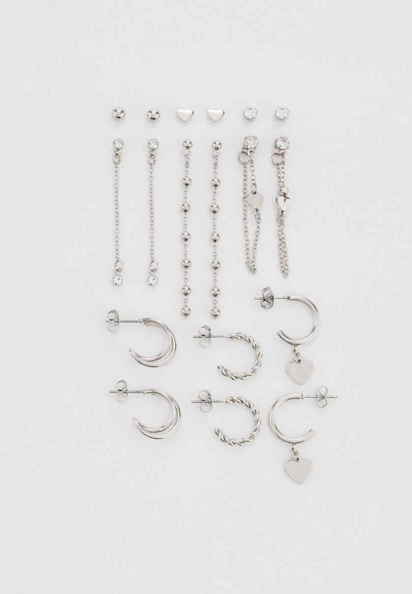 Set of 9 heart earrings