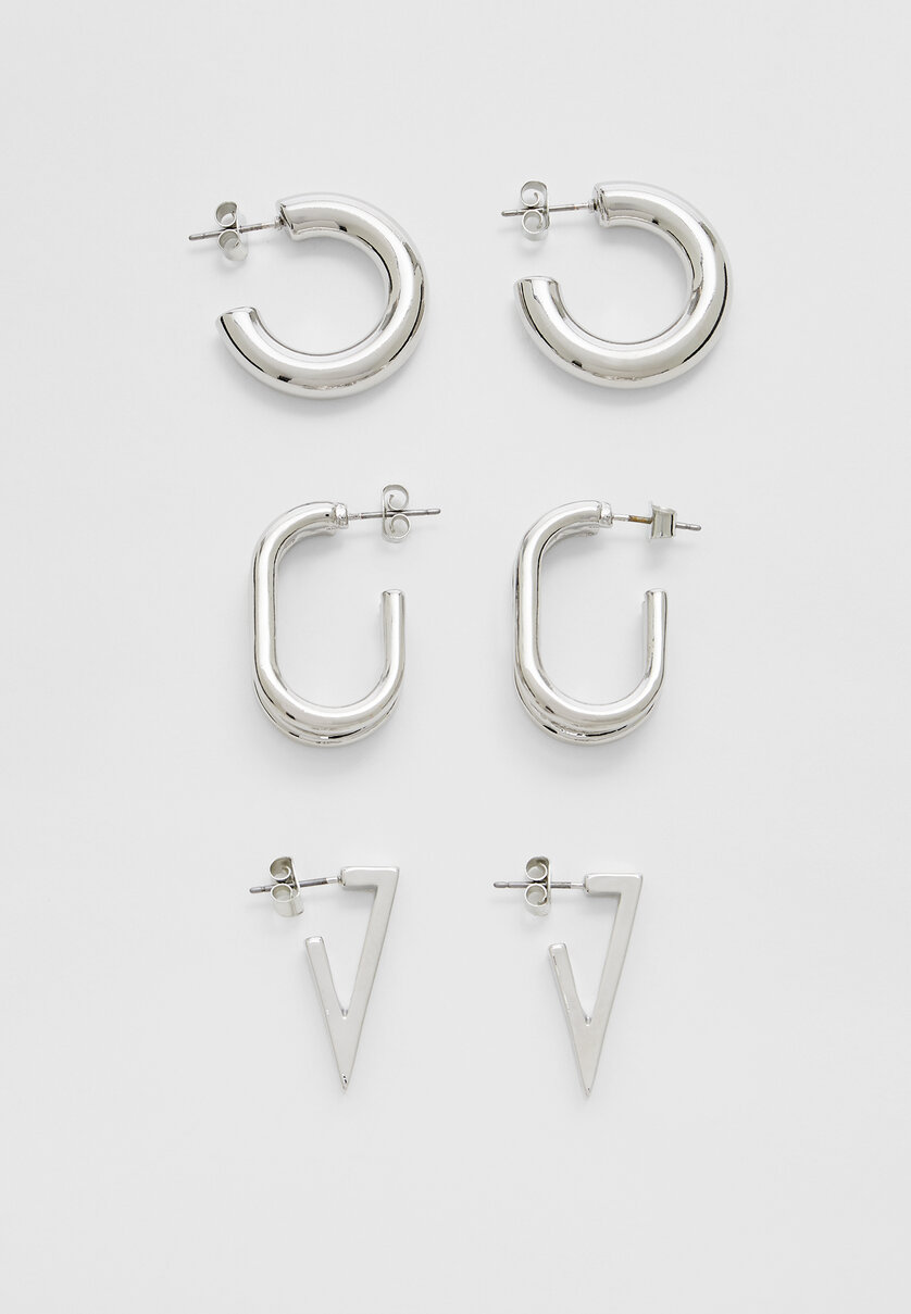 Set of 3 hoop earrings