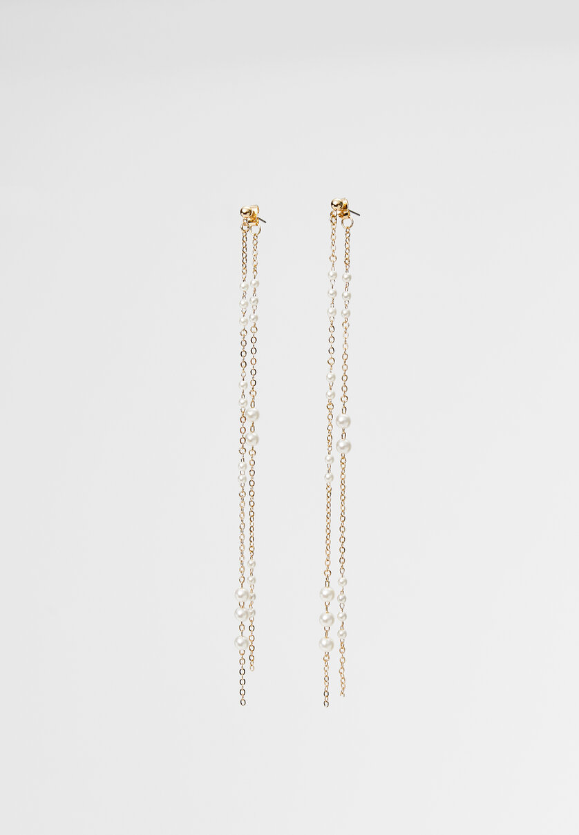Pearl bead chain earrings