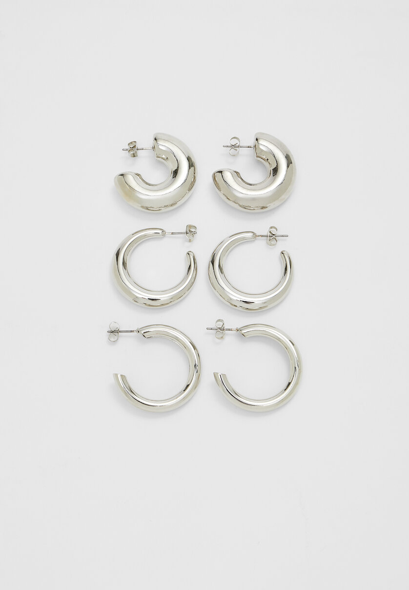 Set of 3 plain hoop earrings