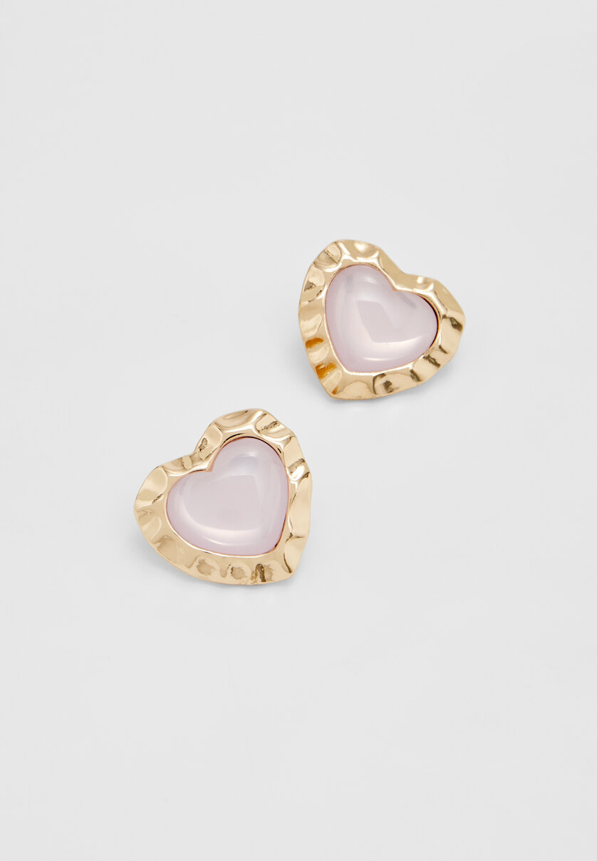 Stone heart earrings